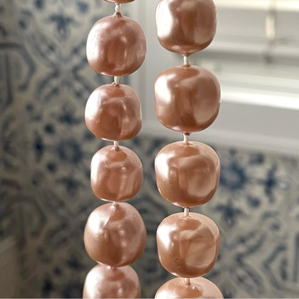 Gorgeous vintage champagne blush faux chunky pearl choker necklace midcentury - Picture 9 of 10